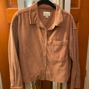Blush corduroy shirt jacket, size medium